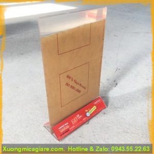 Standee mica, Menu mica a4 đế tam giác rời để bàn