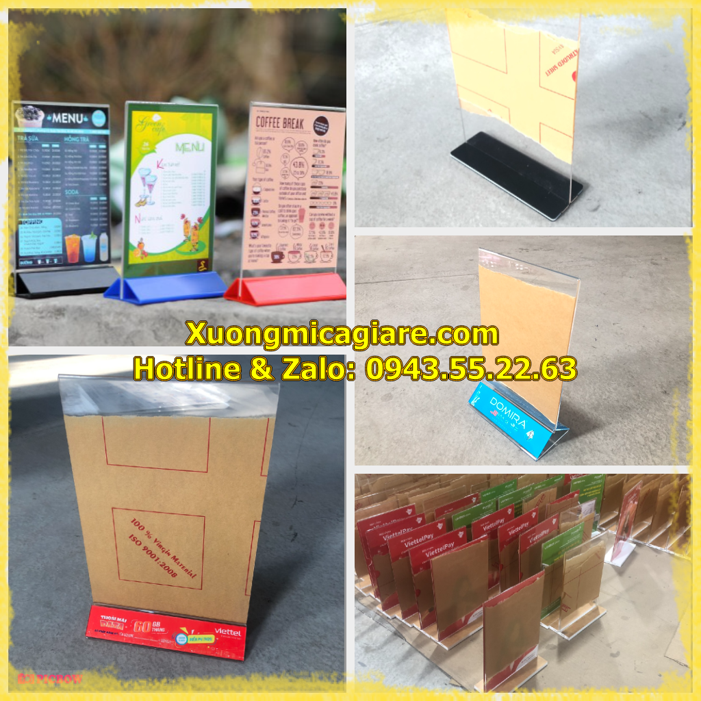 Mẫu menu mica để bàn tại hà nội giá rẻ