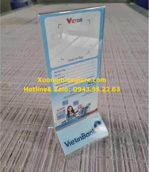 Mẫu standee mica để mã qrcode ngân hàng vietinbank