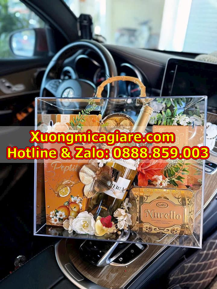 Hộp vali mica trong suốt đựng quà tết