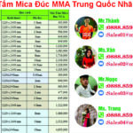 bảng giá mica đúc mma trung quốc